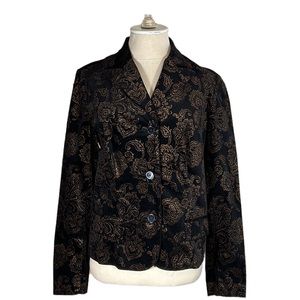 Lauren Ralph Lauren Black Velvet Gold Brocade Blazer